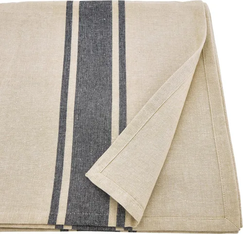 Miniatura 2 de SARO LIFESTYLE Aulaire Collection - Mantel de algodón con bandas, 72 x 72 pulgadas, color natural