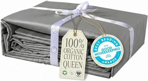 Miniatura 37 de Delilah Home Juego de sábanas de 300 hilos 100 % algodón orgánico, verificado por GOTS y Vegan.org, ropa de cama de satén de 300 hilos,