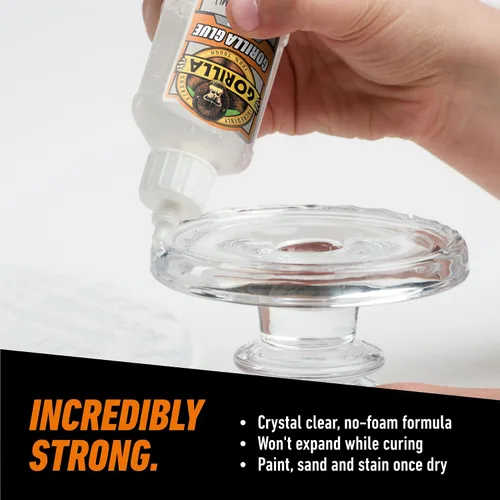 Miniatura 4 de Gorilla - Pegamento transparente, botella de 1.75 onzas (paquete de 1) - Cristal claro, para todo uso y resistente al agua