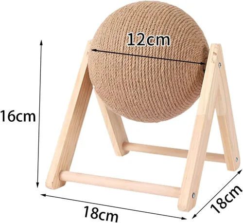 Miniatura 2 de BUYTER Rascador de madera maciza para gatos, muebles para mascotas, cuerda de sisal, bola rascadora, molienda, patas, juguete de raspador (S)