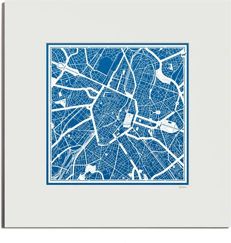Miniatura 154 de O3 Design Studio Mapa de corte de papel Madrid negro mate de 20 x 20 pulgadas