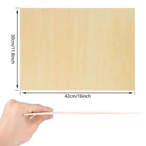 Miniatura 2 de 10 hojas de tilo de 16 x 12 x 1/8 pulgadas, tableros de madera sin terminar, tilo de 0.118 in para corte láser, artes y manualidades, pintura
