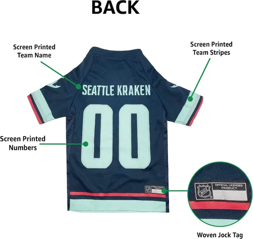 Miniatura 5 de Camiseta NHL Seattle Kraken para perros y gatos. - Tamaño: Pequeño. La mejor camiseta para MASCOTAS del nuevo equipo de hockey sobre hielo EN