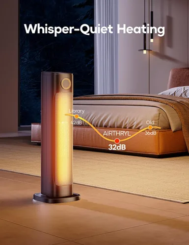 Miniatura 9 de Calentadores de espacio de 25 pulgadas para uso en interiores, calentadores eléctricos para habitaciones grandes, temporizador de 15 horas, Negro