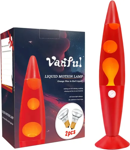 Vanful Lámpara de Movimiento Líquido de 16 Pulgadas para Adultos y Niños, Lámpara de Movimiento de Magma Roja Grande con Cera Naranja para