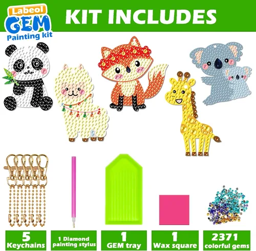 Miniatura 2 de Labeol Artes y manualidades para niños de 8 a 12 años – Crea tus propios llaveros GEM, arte de diamantes 5D por números, kits de arte GEM para niños