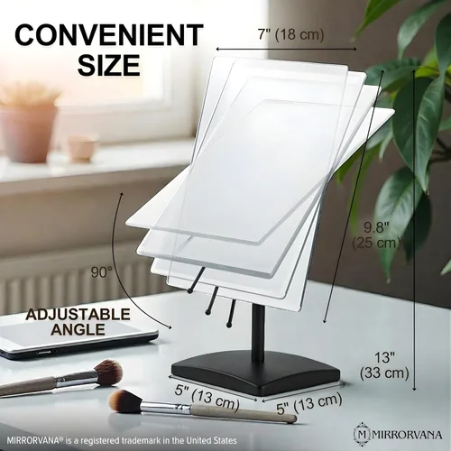 Miniatura 2 de MIRRORVANA Espejo de escritorio grande con soporte para escritorio de oficina, tocador de maquillaje y encimera de baño, espejo facial ajustable