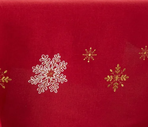 Miniatura 3 de Saro Lifestyle Camino de mesa bordado con diseño de copo de nieve, rojo, 16 x 108 pulgadas