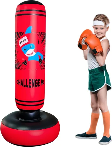 Miniatura 3 de Punching Bag Kid,Boxing Bag for Kids,Inflatable Dummy, Inflatable Punching Bag, De-Stress Boxing Bag for Kids. Rojo