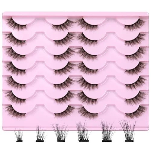 Miniatura 19 de Newcally Pestañas Postizas de Aspecto Natural Pestañas de Visón Voluminosas 3D con Volumen Pestañas Postizas 5D en Tira Pestañas Ojos de Gato