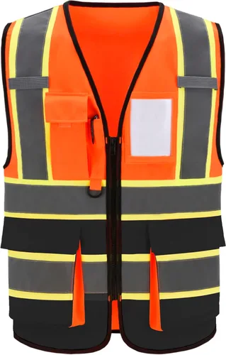Miniatura 19 de AYKRM 11 color alta visibilidad reflectante chaleco de seguridad para mujeres hombres bolsillo cremallera ANSI/ISEA estándar Rojo