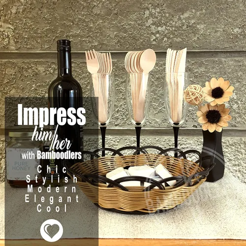 Miniatura 5 de juego de cubiertos de madera desechables 100 % natural, ecológico, biodegradable y compostable ¡La tierra es genial! 200 utensilios de 6.5