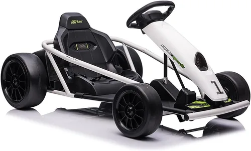 Miniatura 15 de Go Kart de 24 V para niños de 8 a 12 años, 300 W x 2 motores extra potentes, batería grande de 9 Ah de 8.1 MPH de alta velocidad con música, bocina