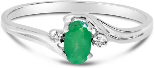 Miniatura 7 de Anillo de diamantes y esmeralda en oro blanco de 10 quilates