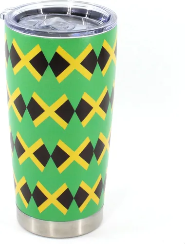 Miniatura 2 de Vaso de 20 onzas con tapa, acero inoxidable aislado al vacío de doble pared, taza de café aislada duradera, bandera de Jamaica, Reggea, Rasta