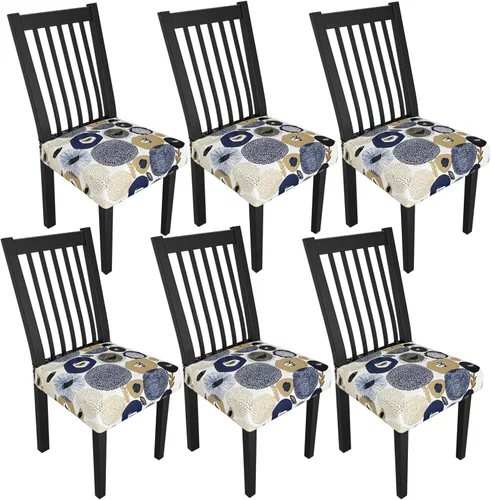 Miniatura 101 de Juego de 4 fundas elásticas para sillas de comedor, fundas para sillas de comedor con estampado floral, fundas para asientos de sillas con estampado