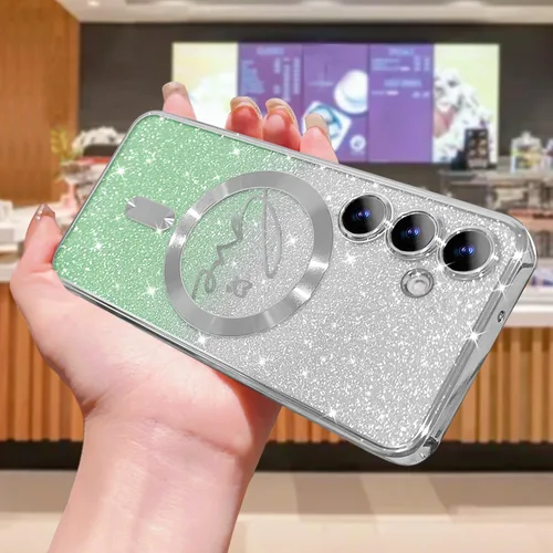 Miniatura 23 de ZONRW - Funda para Samsung Galaxy S22 Ultra magnética, para mujeres y niñas, cubierta trasera suave, lujosa, con corazón de amor, bling, degradado
