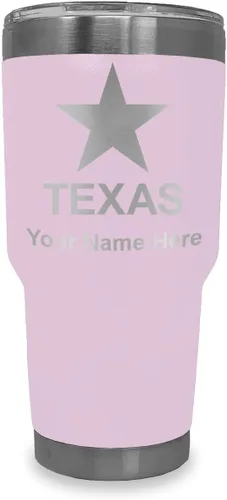 Miniatura 16 de LaserGram Vaso aislado al vacío de 20 onzas, bandera de Texas, grabado personalizado incluido (negro)
