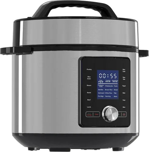 NEWBULIG Olla a presión eléctrica de 6.3 cuartos de galón, presión múltiple de acero inoxidable, olla de cocción lenta 24 en 1 para arroz, estofado