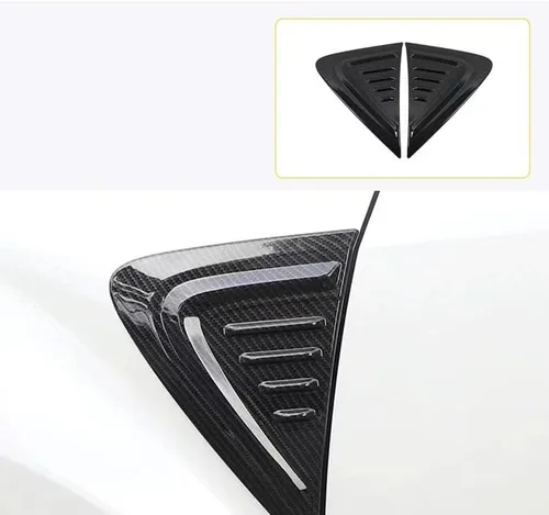 Miniatura 7 de Isolay Accesorios de coche ABS con patrón de fibra de carbono para guardabarros laterales delanteros, rejillas de ventilación, cubierta de salida