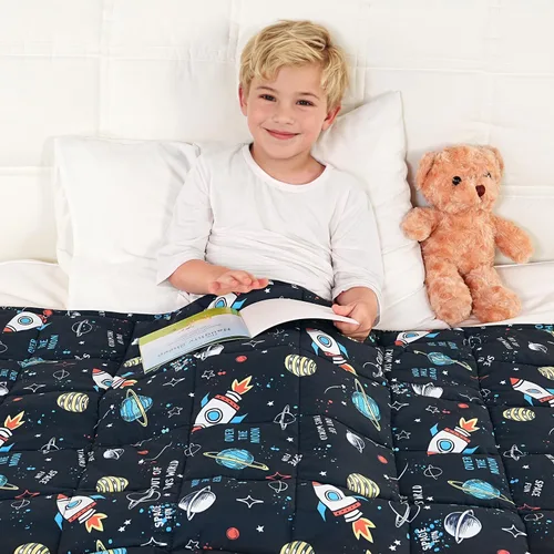 Miniatura 26 de Kivik Manta con peso de 3 libras, transpirable, pequeña y pesada, para dormir y relajarse, para cama, sofá, hogar, escuela, lavable a máquina