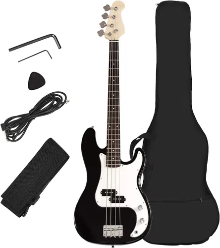 Costzon Guitarra Bajo Eléctrica de 4 Cuerdas Tamaño Completo para Principiantes Kit Completo, Diapasón y Puente de Palisandro, con Dos Pastillas y