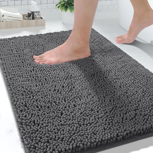 Miniatura 67 de Yimobra Alfombras lavables para baño, alfombra de baño de chenilla súper suave y absorbente para piso y alfombra, alfombra antideslizante de secado
