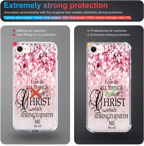 Miniatura 2 de Funda protectora para iPhone SE 3 / SE 2/7/8 con versículo bíblico [ajuste delgado y cobertura completa] parachoques compatible con teléfono 8/7/SE
