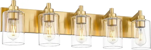 Miniatura 26 de Lámparas de baño, lámpara de tocador moderna de 4 luces con pantalla en forma de copa de vino de vidrio transparente, accesorios de iluminación Negro