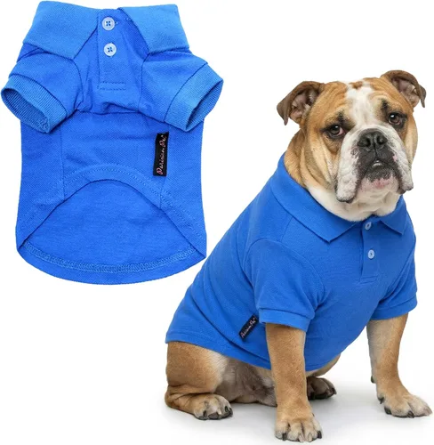 Miniatura 29 de Parisian Pet Polo para perro – Camisa de algodón transpirable en amarillo sólido – Ropa de verano tipo pullover con cuello abotonado para perros