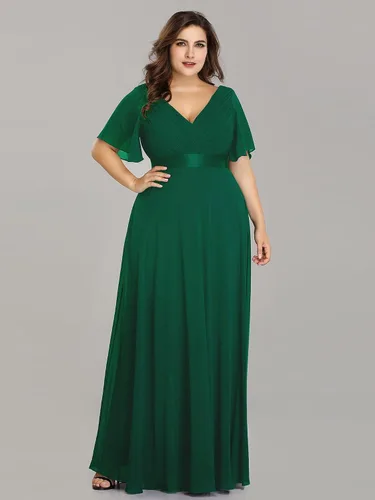 Miniatura 3 de Ever-Pretty Vestido formal para mujer con cuello en V y cuello en V, talla grande, largo hasta el suelo, vestido de dama de honor para mujeres