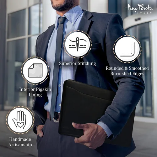 Miniatura 5 de Tony Perotti Portafolio de cuero italiano para hombres y mujeres – 8.5 x 11 pulgadas de cuero genuino – Padfolio profesional de negocios