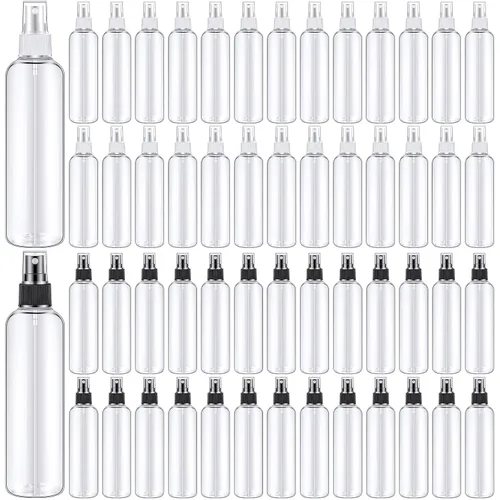Miniatura 7 de Eccliy 32 botellas de spray de 8 onzas, botellas de limpieza de niebla fina, pulverizador de viaje de plástico vacío transparente, rociador Ámbar