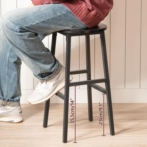 Miniatura 8 de MAHANCRIS Taburetes de bar, juego de 2 sillas de bar redondas con reposapiés, taburetes de bar de desayuno de cocina de 24.4 pulgadas, taburetes