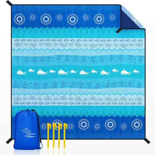 Miniatura 12 de OCOOPA Diveblues - Manta de playa o campamento extragrande, sin arena, cómoda, acogedora, a la moda, compacta y ligera, de nailon de paracaídas