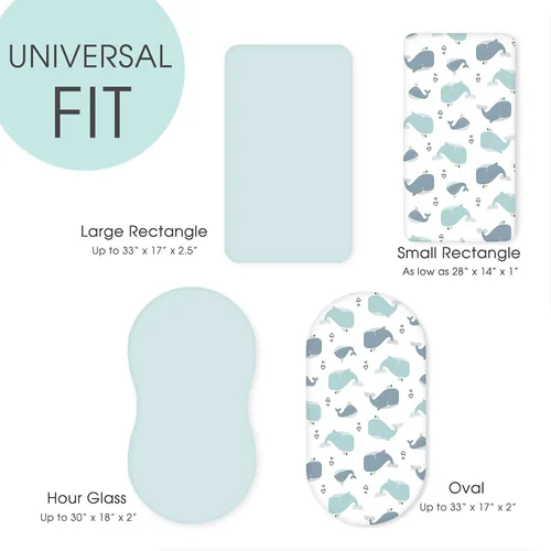 Miniatura 5 de Juego de 2 sábanas elásticas ultra suaves para moisés, ajuste universal para moisés, cesta de moisés ovalada, rectangular, colchón, preciosas Verde