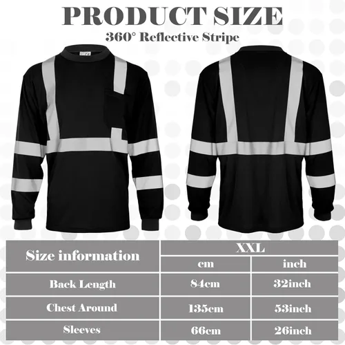 Miniatura 2 de Amylove 4 piezas de camisa de seguridad de manga larga reflectante de alta visibilidad, camisas de trabajo de construcción para hombres y mujeres