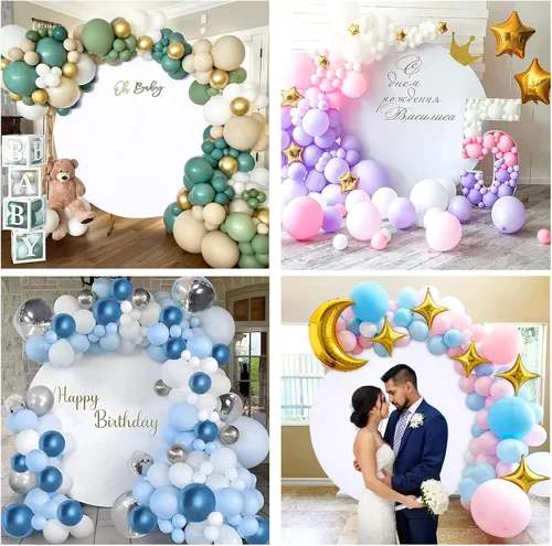 Miniatura 7 de Yeele Telón de fondo redondo blanco de 5 pies, telón de fondo circular blanco puro, baby shower, boda, revelación de género, decoración de fiesta