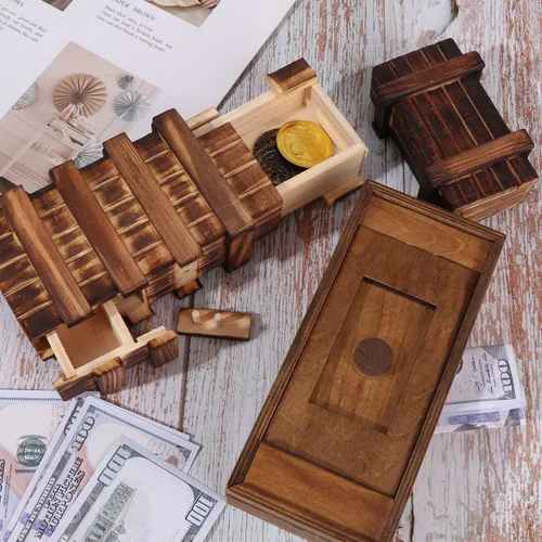 Miniatura 6 de Caja de rompecabezas de madera con compartimento oculto 3D, cajones mágicos, caja mágica secreta, caja de madera para rompecabezas, caja de 3 piezas