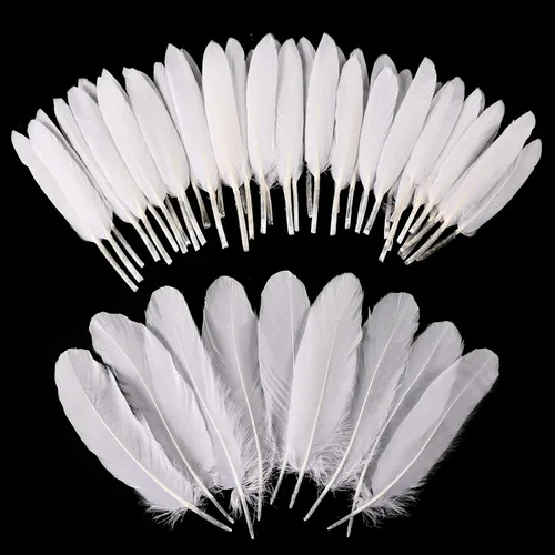 Miniatura 20 de iHUFeather 270 plumas de ganso azul aguamarina para manualidades, 2 estilos de 4 a 7 pulgadas, plumas naturales a granel para bricolaje, cosplay