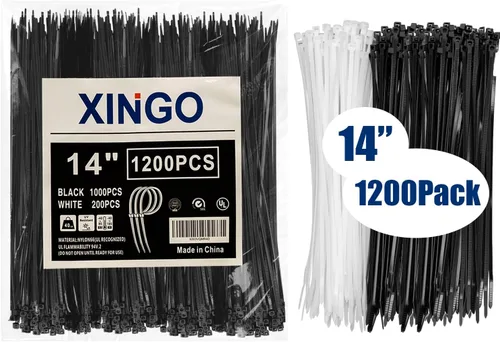 Miniatura 8 de XINGO Paquete de 1500 bridas negras de varios tamaños, 4+6+8+10+12 pulgadas, correas de nailon autobloqueantes resistentes a los rayos UV, perfectas