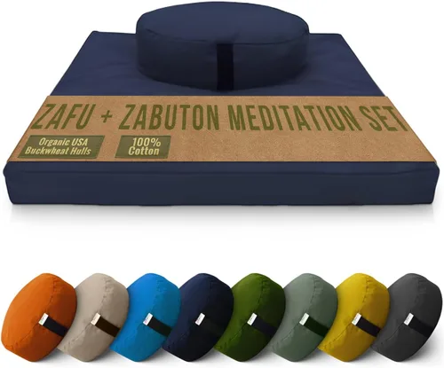 Miniatura 14 de Bean Products Juego de alfombrillas de meditación – Zafu almohada de piso orgánica de trigo sarraceno + almohadilla de oración Zabuton rellena
