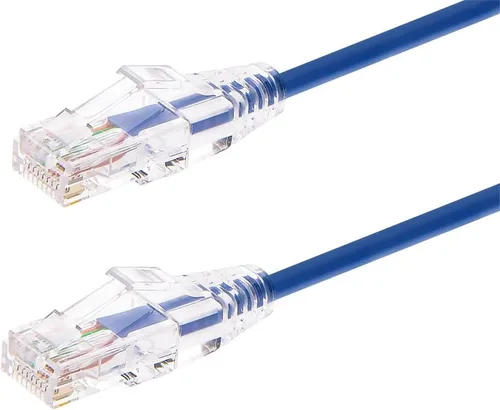 Monoprice Cable de conexión de nivel de componente azul Cat6 de 14 pies UTP 28AWG 550MHz de cobre puro sin enganches, RJ45 SlimRun Series Cable