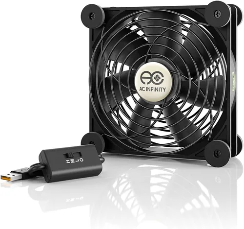 Miniatura 8 de AC Infinity MULTIFAN S7, Ventilador USB silencioso de 120 mm de doble velocidad, certificado UL para receptor DVR PlayStation Xbox, gabinete