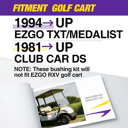 Miniatura 4 de EZGO TXT Kit de bujes de resorte, grilletes de resorte de hoja de carrito de golf, manguito de buje de poliuretano para EZGO TXT/Medalist 1994
