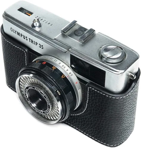 Miniatura 7 de Trip 35 - Funda de piel auténtica hecha a mano para cámara Olympus Trip 35 con correa de mano (negro)