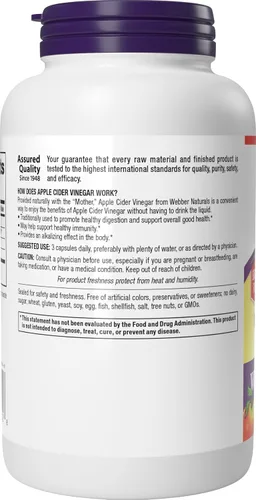 Miniatura 11 de Webber Naturals Cápsulas de vinagre de sidra de manzana, ACV con madre, 1500 mg por porción, alta potencia, 240 cápsulas = 80 porciones, soporte