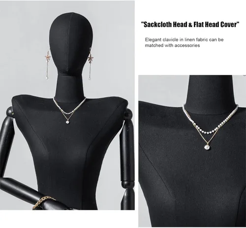 Miniatura 2 de Female Mannequin Dress Form Torso, Display Mannequin Body with Detachable Head, Wooden Hands and Adjustable 65"-86" Height Stand, for Dress Jewelry