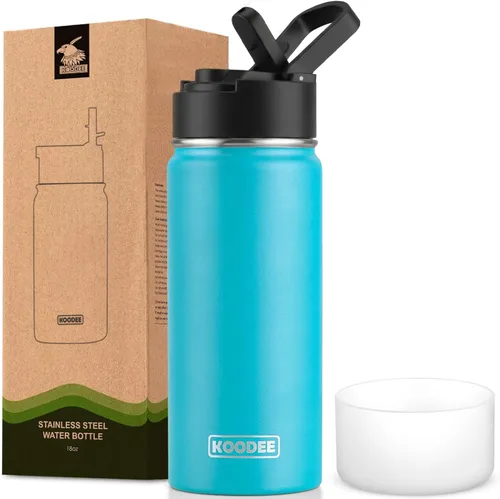 Miniatura 61 de koodee Insulated Water Bottle, 32 oz Stainless Steel Double Wall Vacuum Wide Mouth Sport Bottle with Leakproof Spout Lid (Navy)