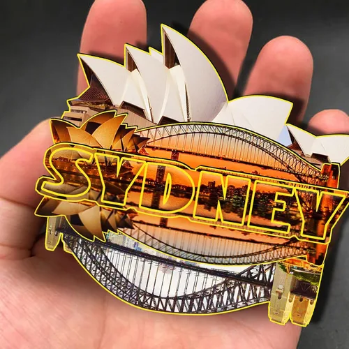 Miniatura 4 de Imán de madera de Sydney Australia 3D para nevera, recuerdos coleccionables, decoración hecha a mano, artesanías 4